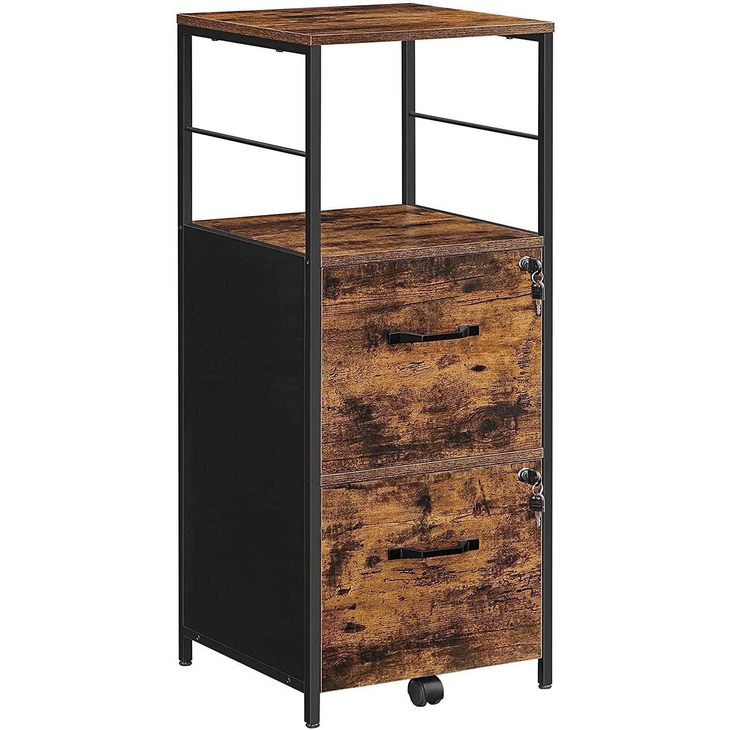 VASAGE Ormar za spise s 2 ladice, Ormar za spise 41 x 107,9 x 40,2 cm, rustikalno smeđi | Vasagle-vitahome.hr