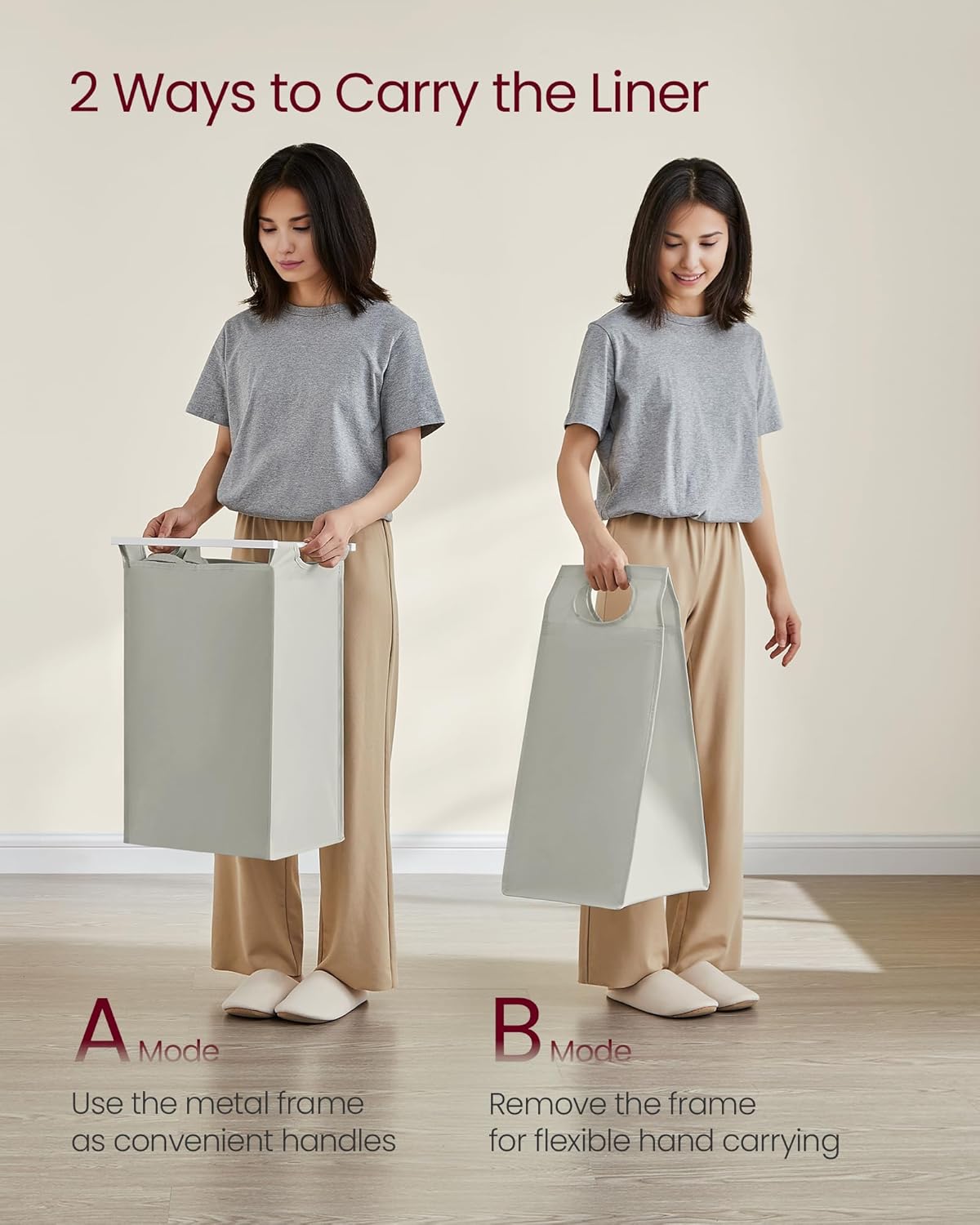 VASAGLE košara za rublje s 4 odjeljka 4 × 40 L, 116 × 33 × 72 cm, krem-bijela i mat bijela