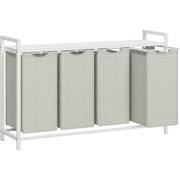 VASAGLE košara za rublje s 4 odjeljka 4 × 40 L, 116 × 33 × 72 cm, krem-bijela i mat bijela