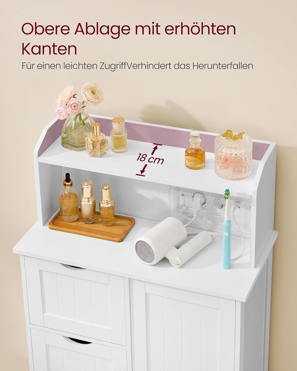 VASAGLE kupaonski ormarić, 30 x 60 x 100 cm, oblačno bijela