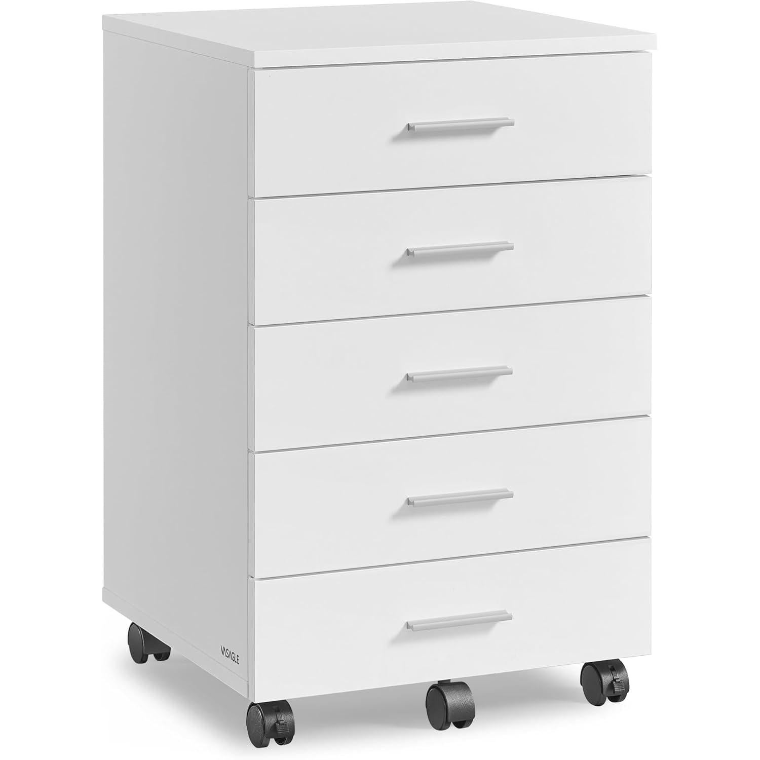 VASAGLE ormarić za dokumente na kotačima, ladičar, oblačno bijela