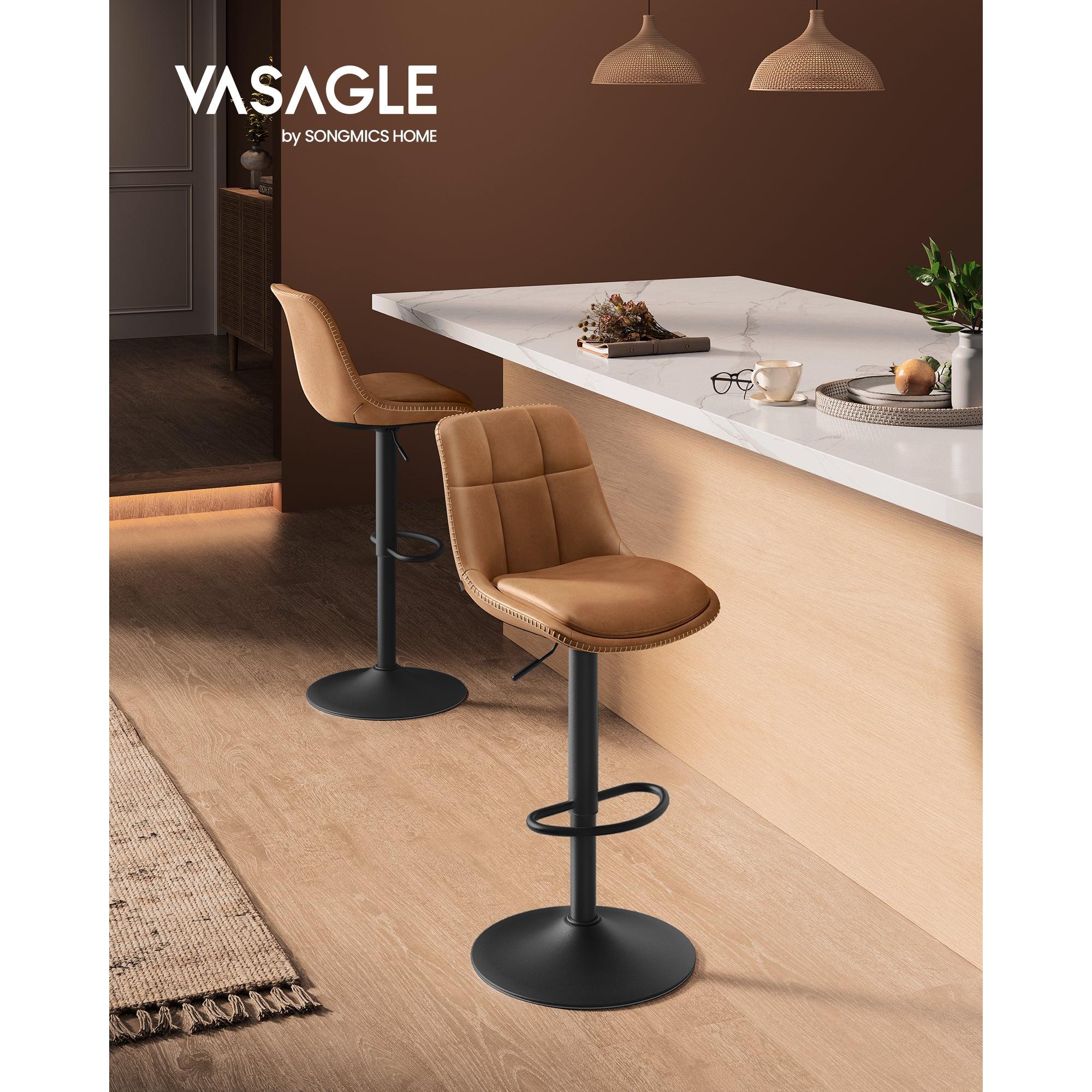 VASAGLE set barskih stolica (2 kom), kuhinjske barske stolice s podesivom visinom, karamel smeđa