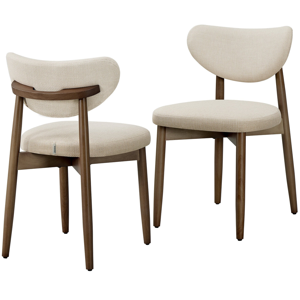 VASAGLE set od 2 tapecirane blagovaonske stolice s nogama od masivnog drva, 50 x 51 x 82 cm, svijetlo bež