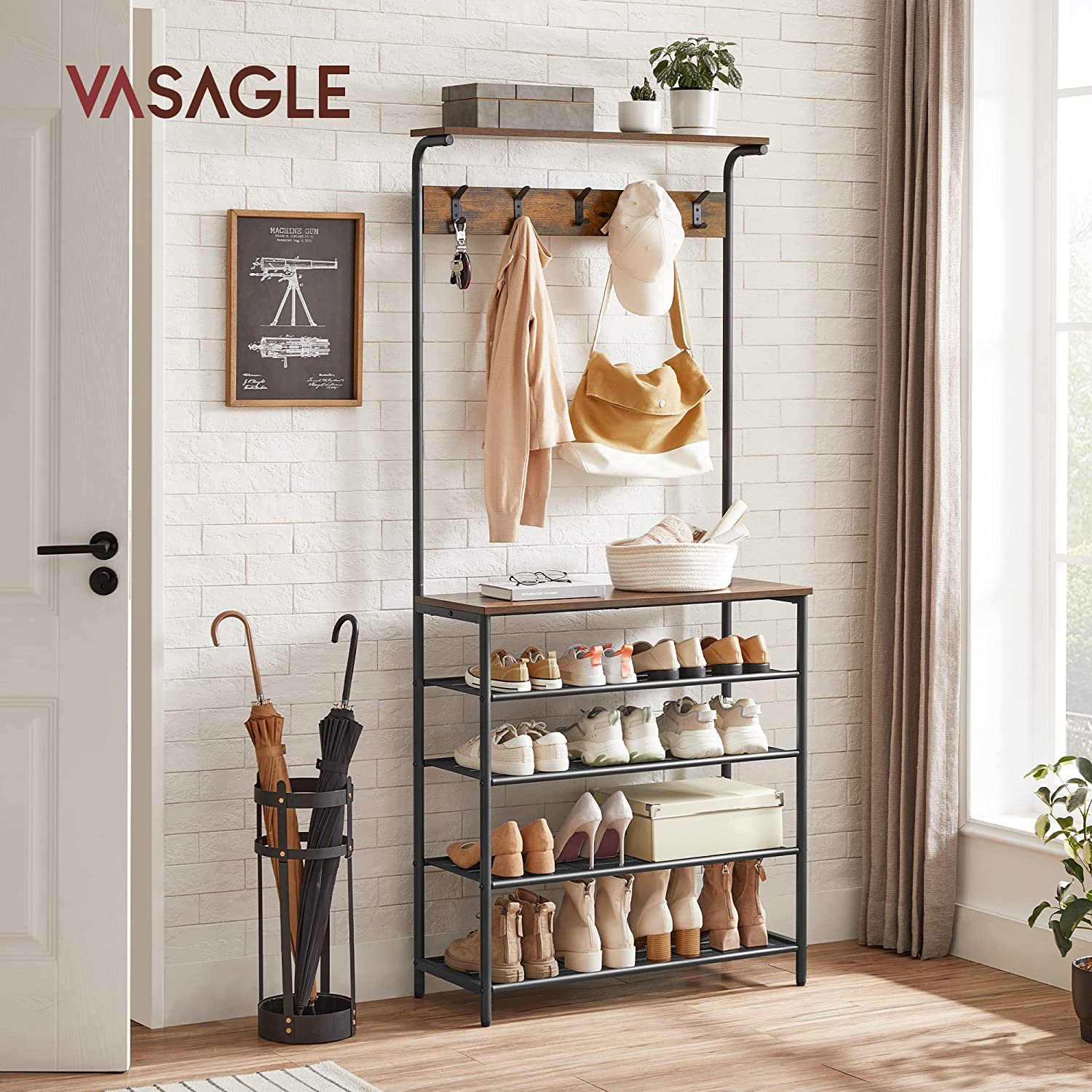VASAGLE Stalak za kapute, Stablo za predsoblje sa spremištem za cipele | Vasagle-vitahome.hr