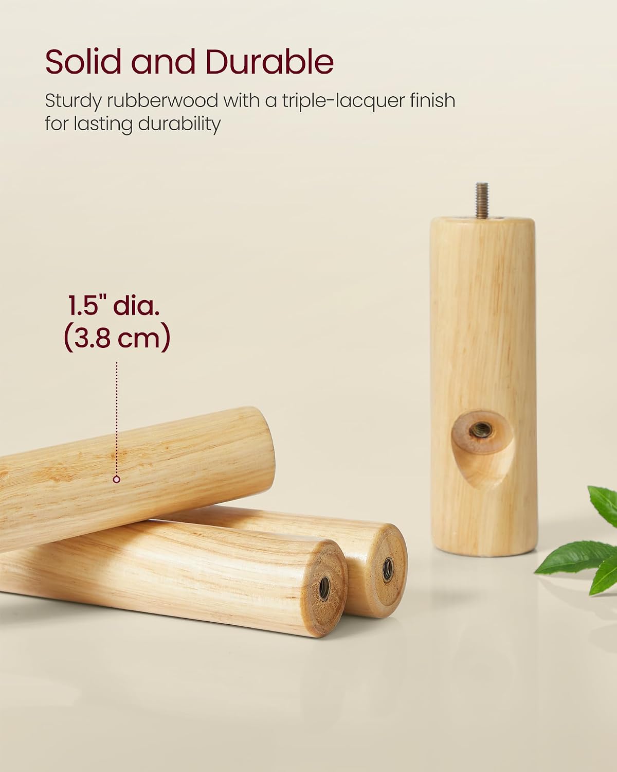 VASAGLE stalak za odjeću od masivnog drva s 8 kuka (175 cm), s trokutastim postoljem, kapućino bež