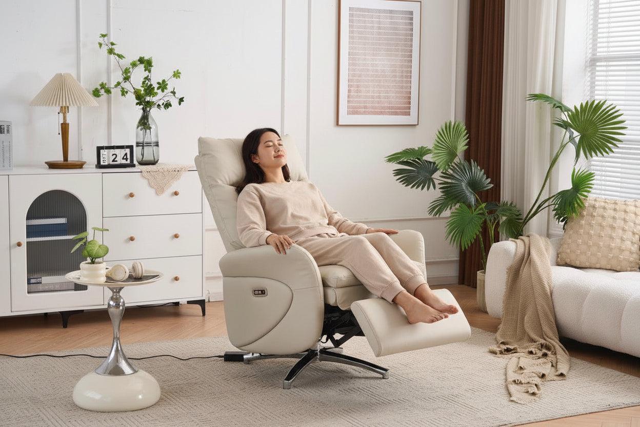 VASHOME električna fotelja za opuštanje s podesivim naslonom, osloncem za noge i USB priključkom, bež