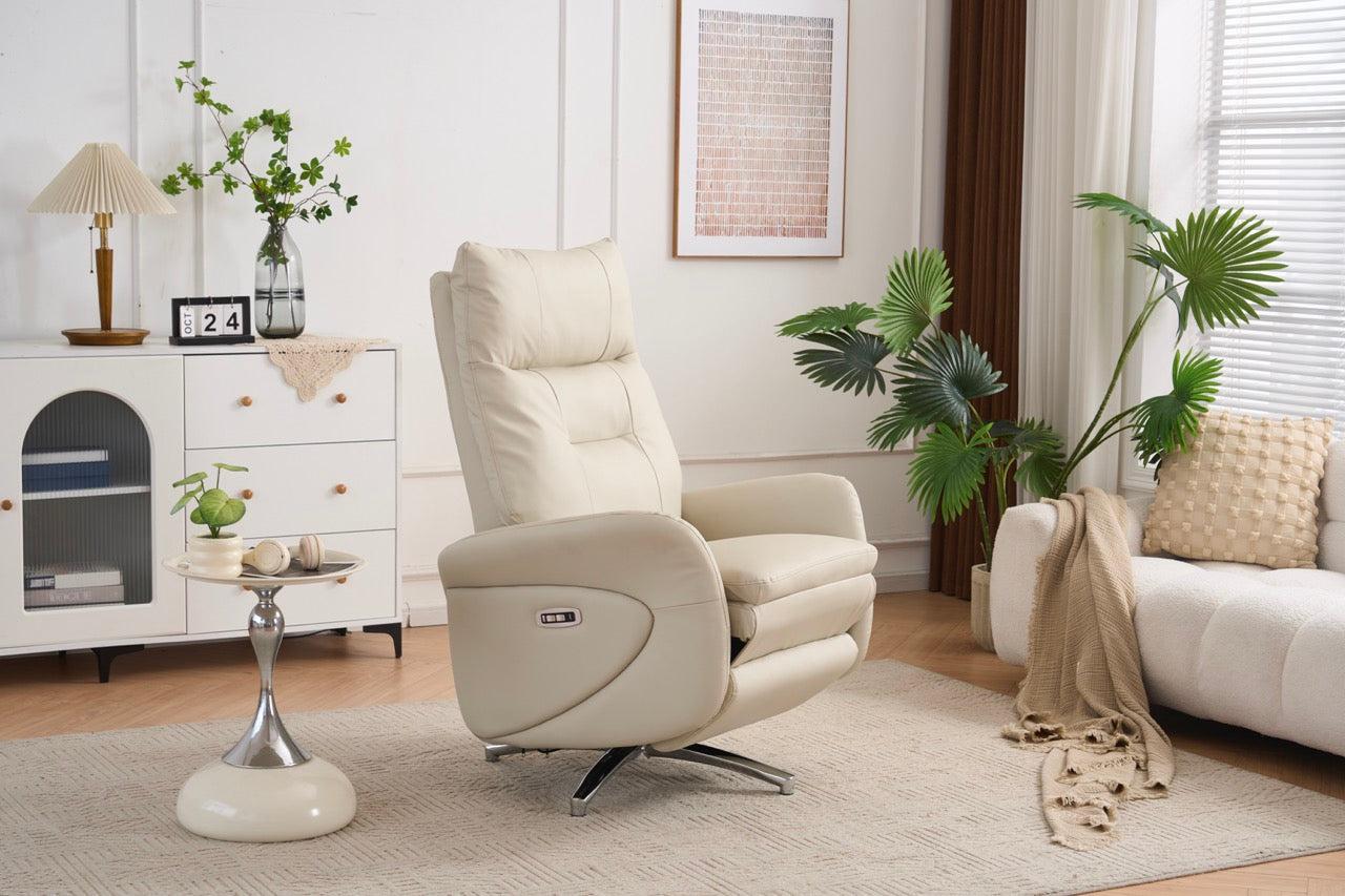 VASHOME električna fotelja za opuštanje s podesivim naslonom, osloncem za noge i USB priključkom, bež