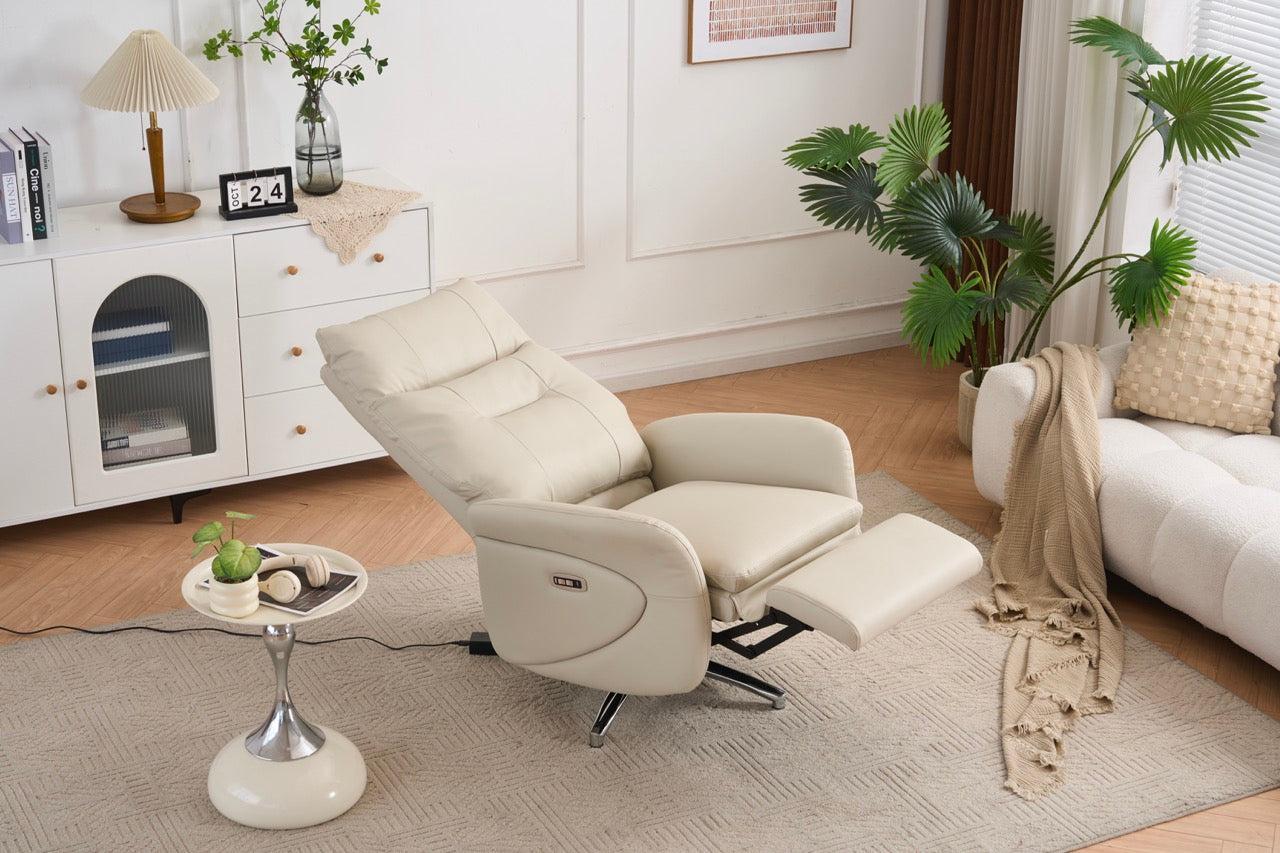 VASHOME električna fotelja za opuštanje s podesivim naslonom, osloncem za noge i USB priključkom, bež