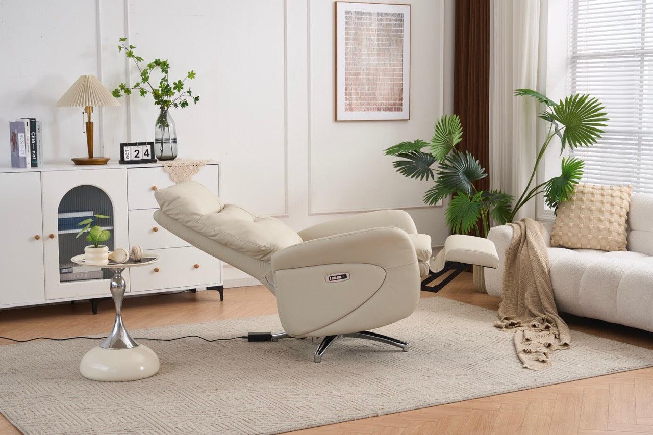 VASHOME električna fotelja za opuštanje s podesivim naslonom, osloncem za noge i USB priključkom, bež