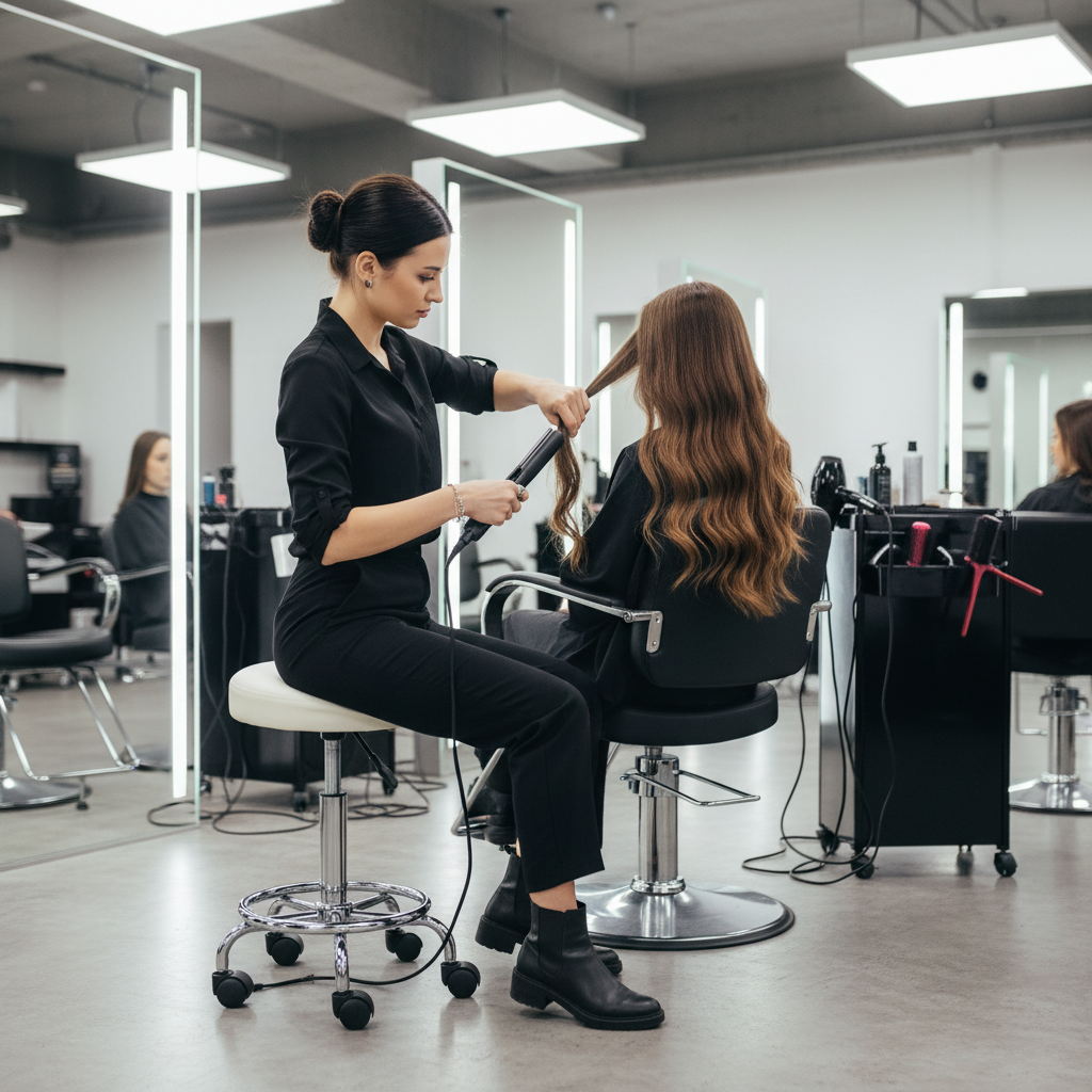 VASHOME stolica za kozmetički salon, frizerska stolica na kotačima, bijela