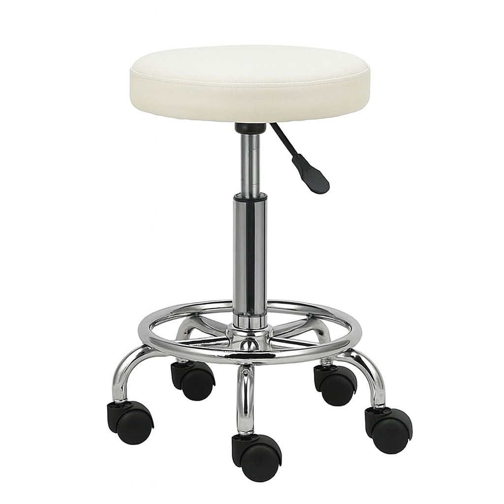 VASHOME stolica za kozmetički salon, frizerska stolica na kotačima, bijela