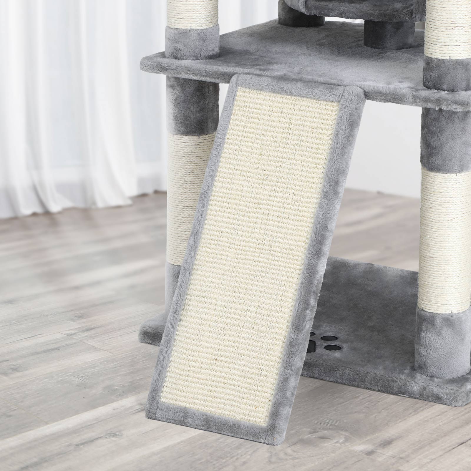 Velika grebalica za mace visine 172 cm, s 2 kućice, svijetlo sive i bež boje | FEANDREA | FEANDREA-vitahome.hr