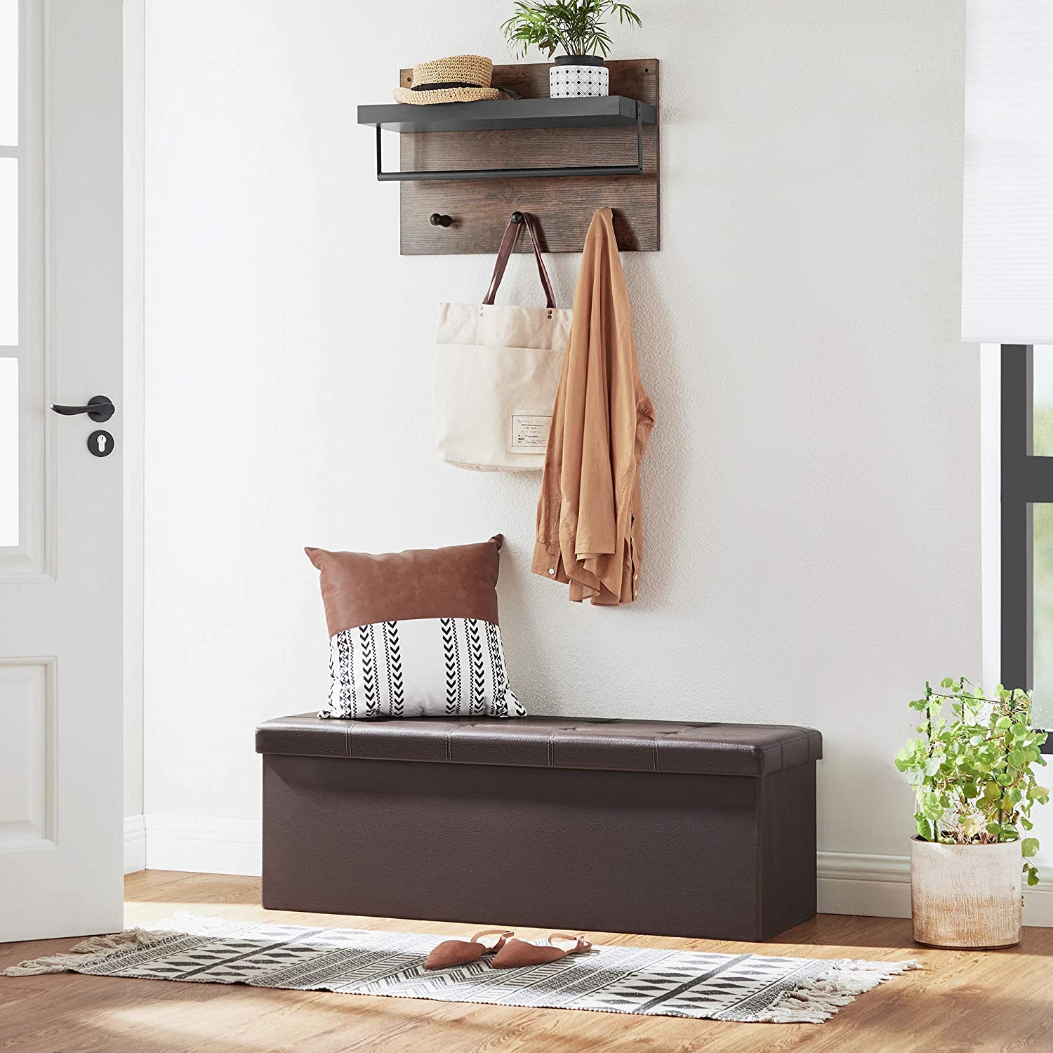 Velika klupa za odlaganje, maks. nosivost 300 kg, smeđa 110 x 38 x 38 cm | SONGMICS-vitahome.hr