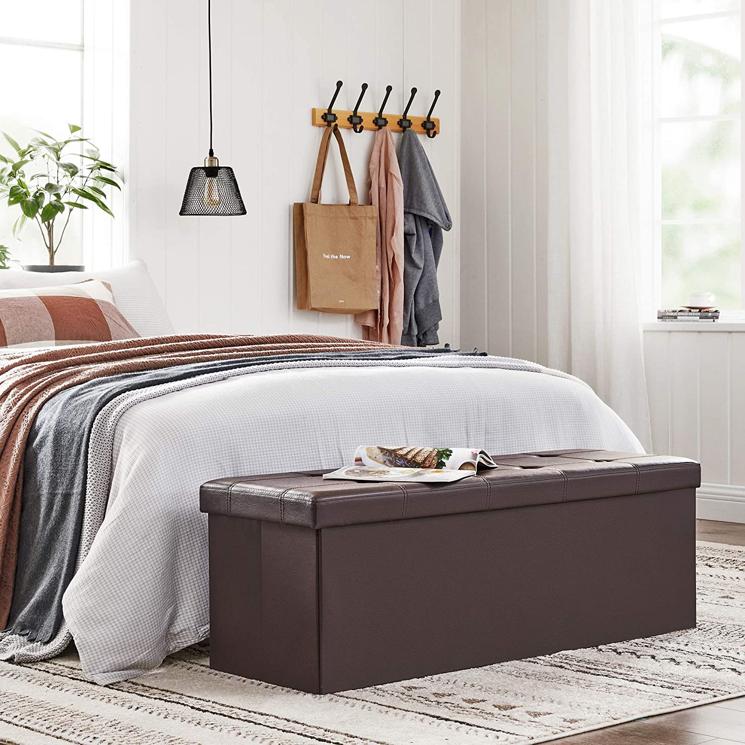 Velika klupa za odlaganje, maks. nosivost 300 kg, smeđa 110 x 38 x 38 cm | SONGMICS-vitahome.hr