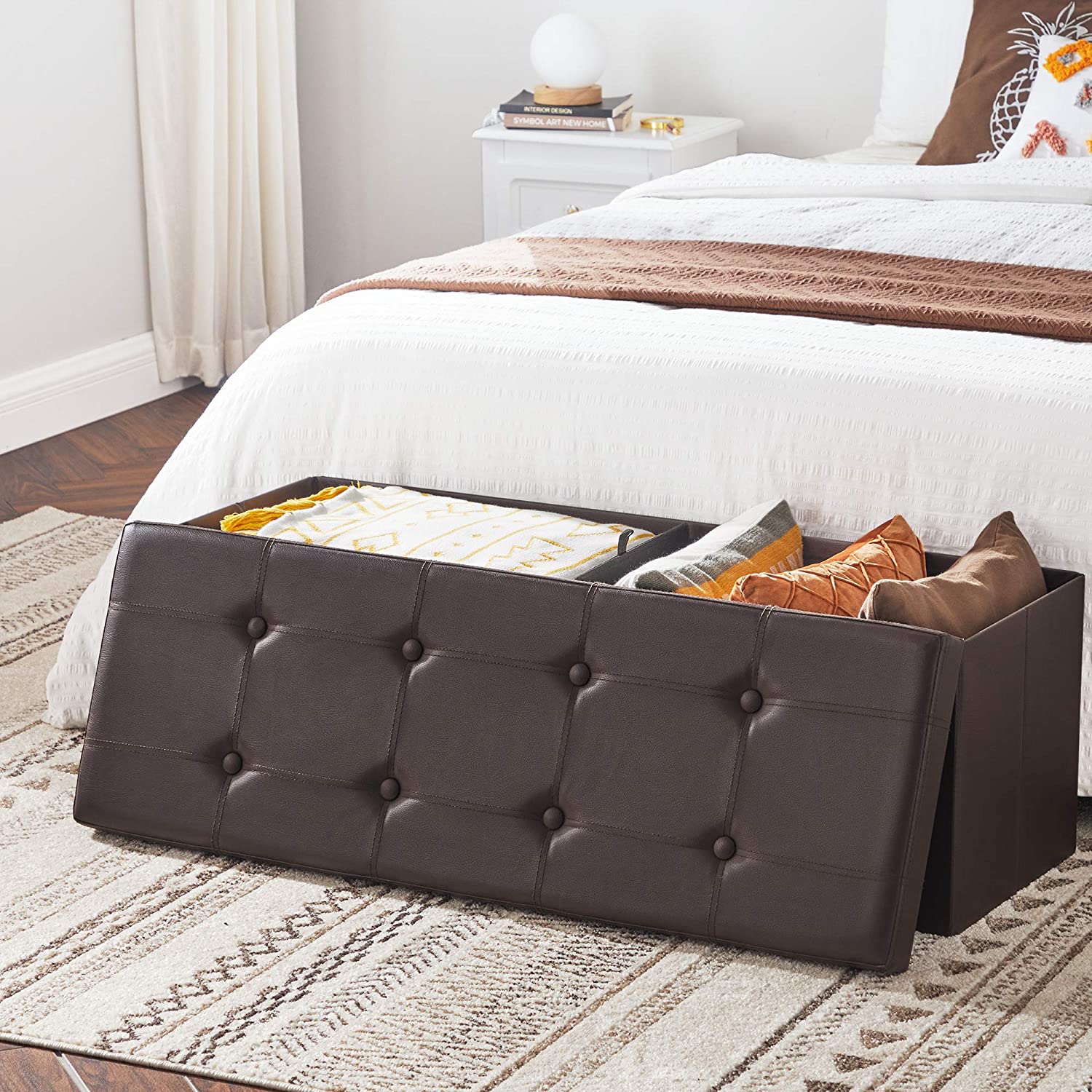 Velika klupa za odlaganje, maks. nosivost 300 kg, smeđa 110 x 38 x 38 cm | SONGMICS-vitahome.hr