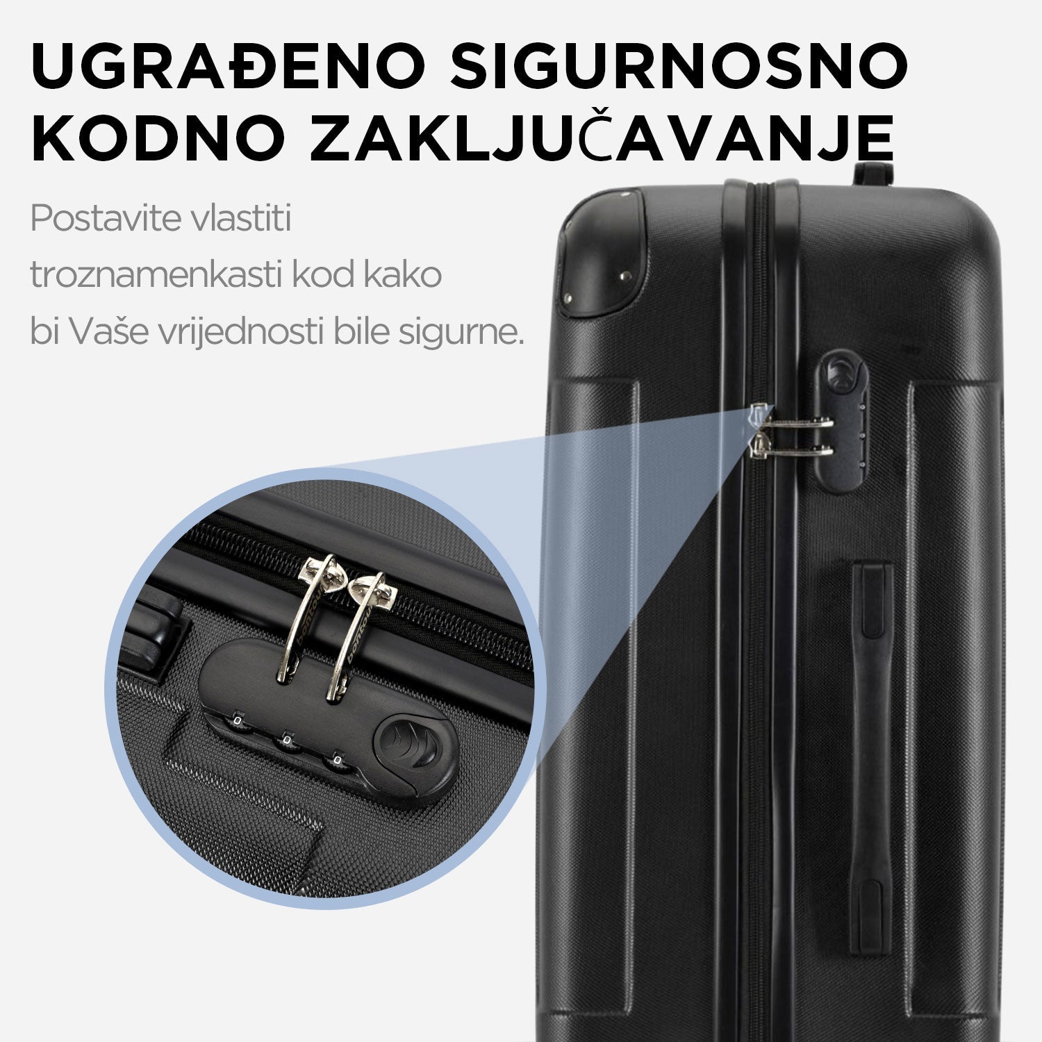 VERTICAL kabinski kofer na 4 kotača s bravom, 55x39x20cm, crni | BONTOUR-vitahome.hr