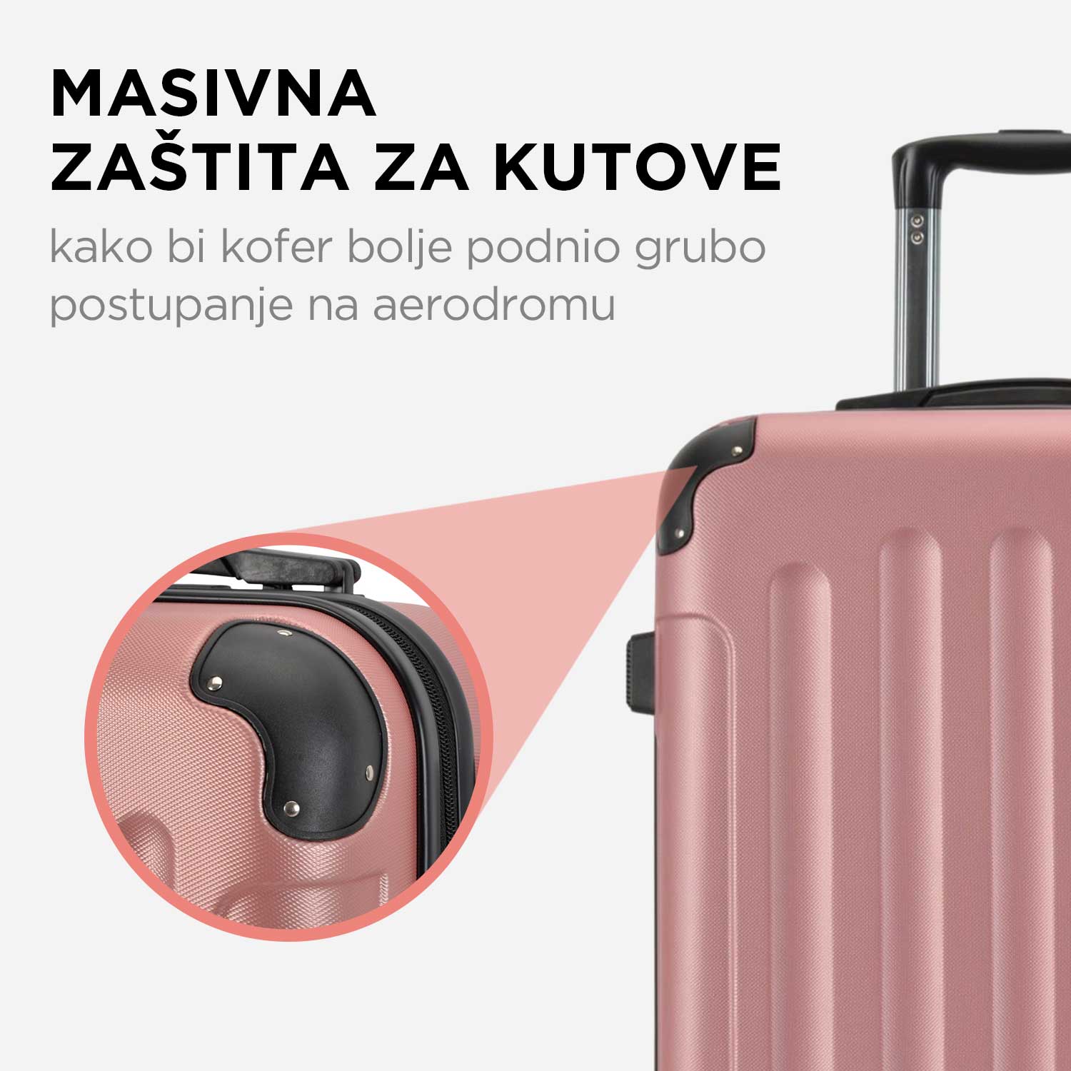 VERTICAL set od 3 kofera na 4 kotača s bravom, ružičasto zlato | BONTOUR-vitahome.hr