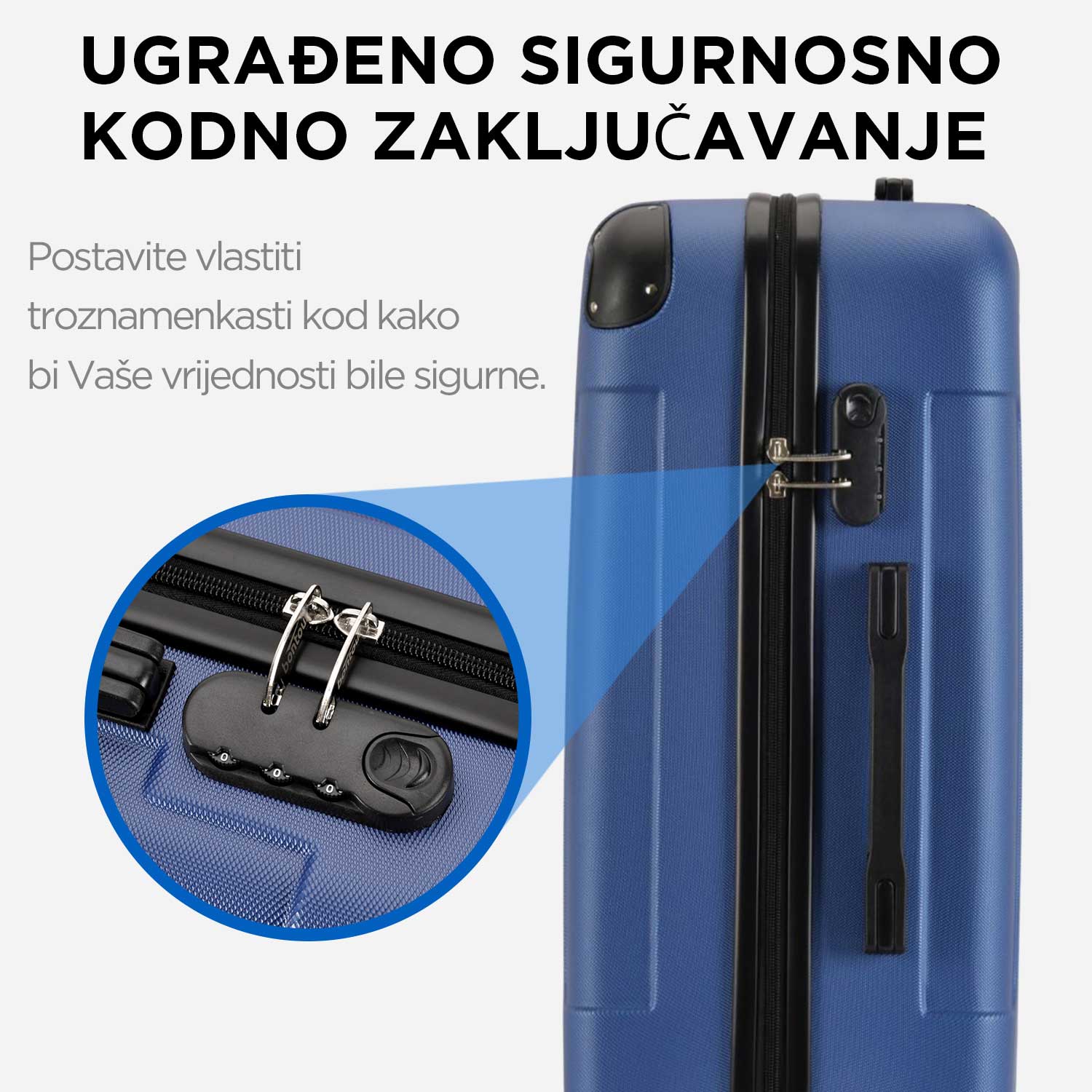 VERTICAL set od 3 kofera na 4 kotača s bravom, tamno plavi | BONTOUR-vitahome.hr