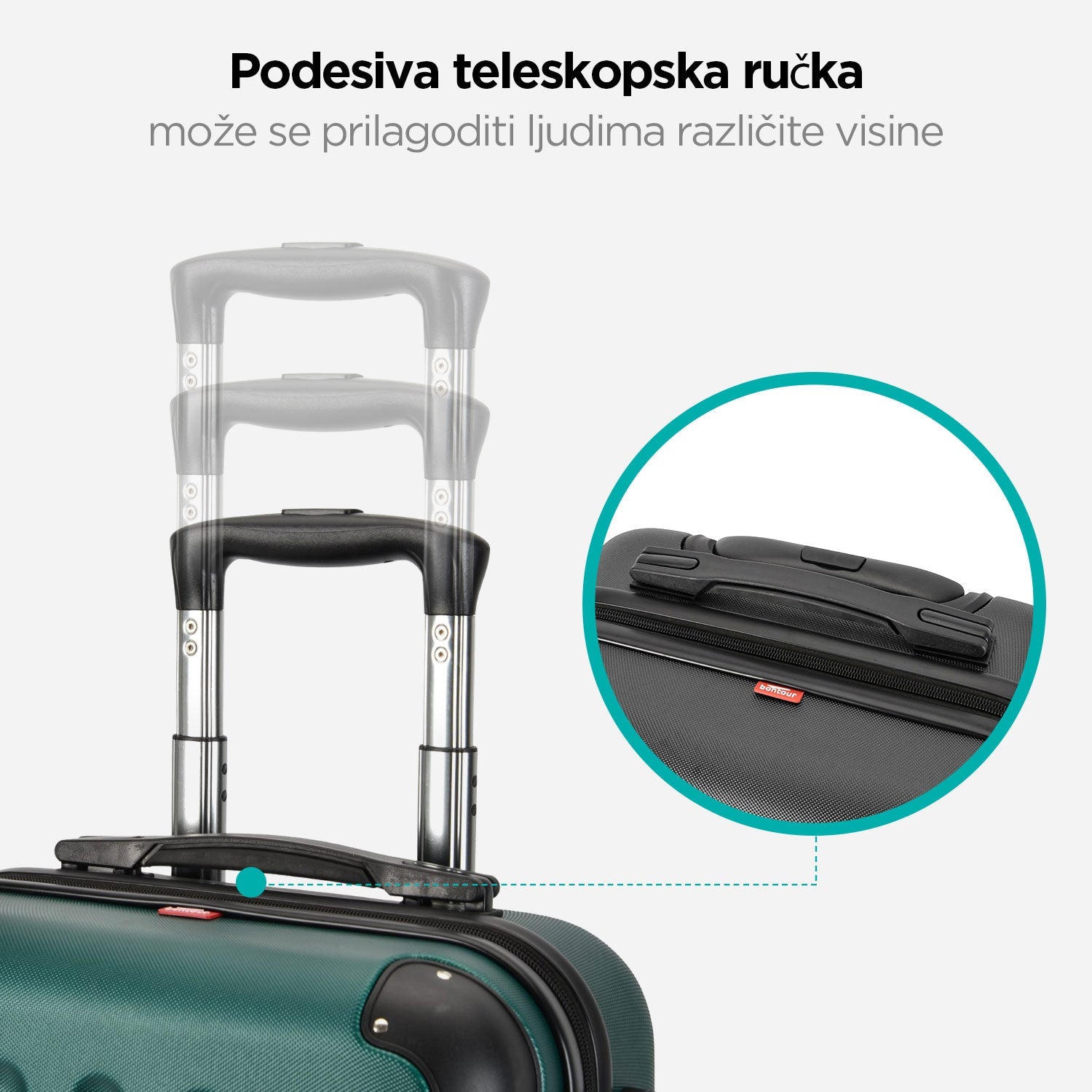 VERTICAL veliki kofer na 4 kotača s bravom, 76 x 50.5 x 29.5 cm, zeleni | BONTOUR-vitahome.hr