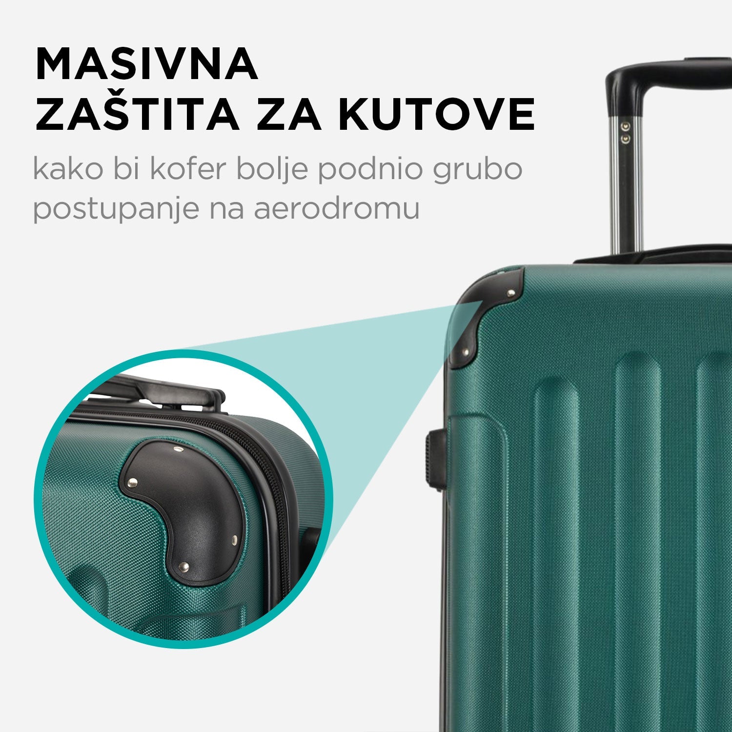 VERTICAL veliki kofer na 4 kotača s bravom, 76 x 50.5 x 29.5 cm, zeleni | BONTOUR-vitahome.hr