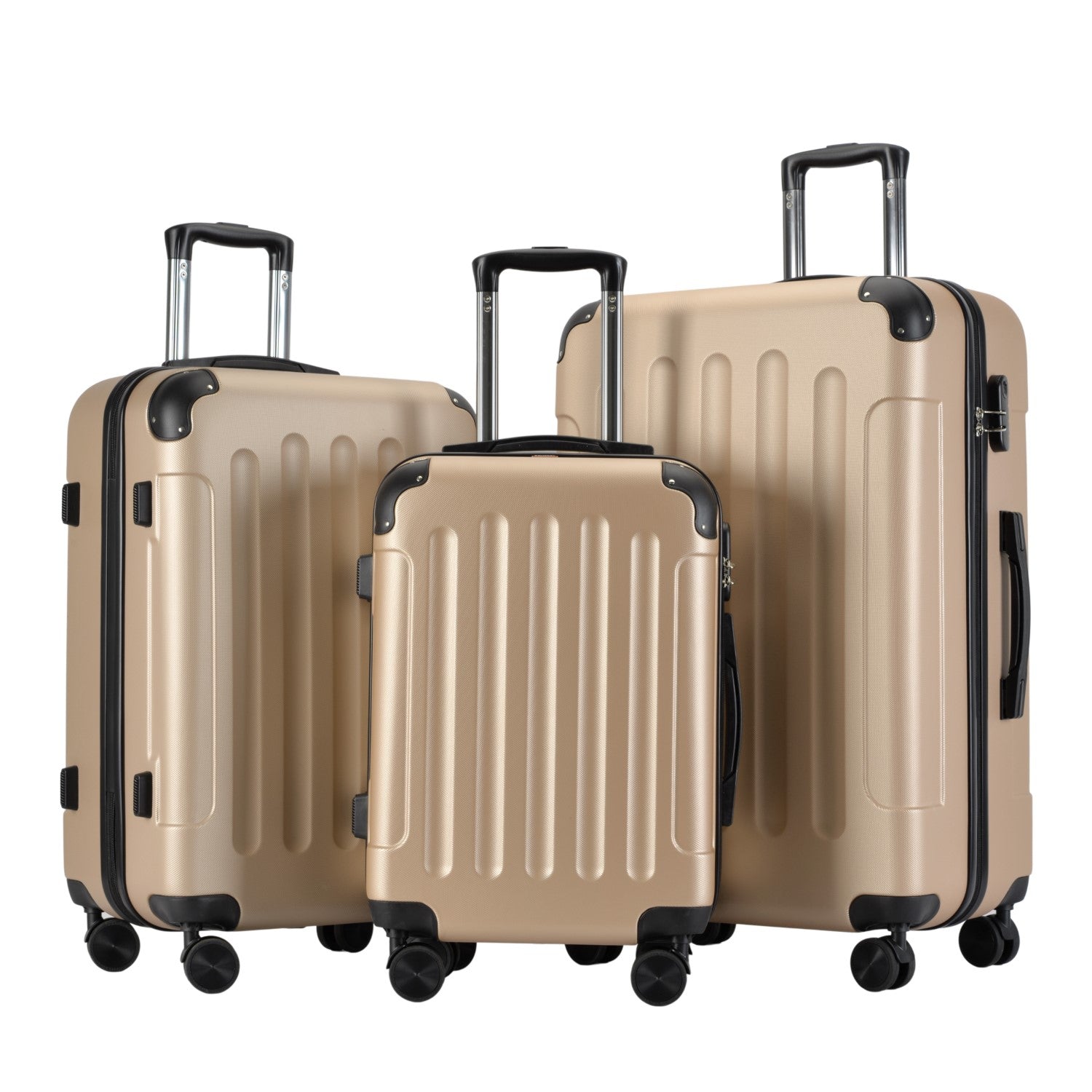 VERTICAL set od 3 kofera na 4 kotača s bravom, boja šampanjca | BONTOUR-vitahome.hr