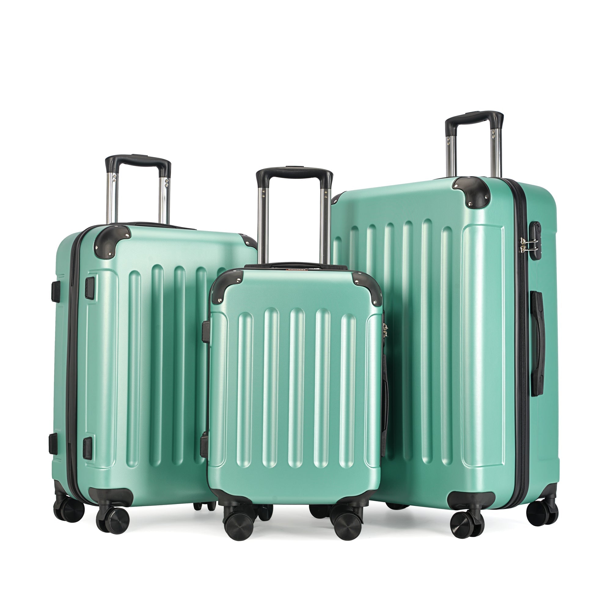 VERTICAL set od 3 kofera na 4 kotača s bravom, puderasto zelena | BONTOUR-vitahome.hr