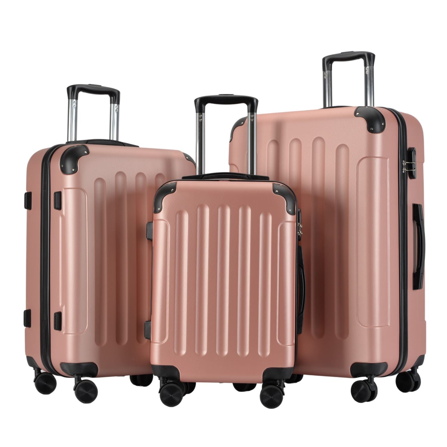 VERTICAL set od 3 kofera na 4 kotača s bravom, ružičasto zlato | BONTOUR-vitahome.hr