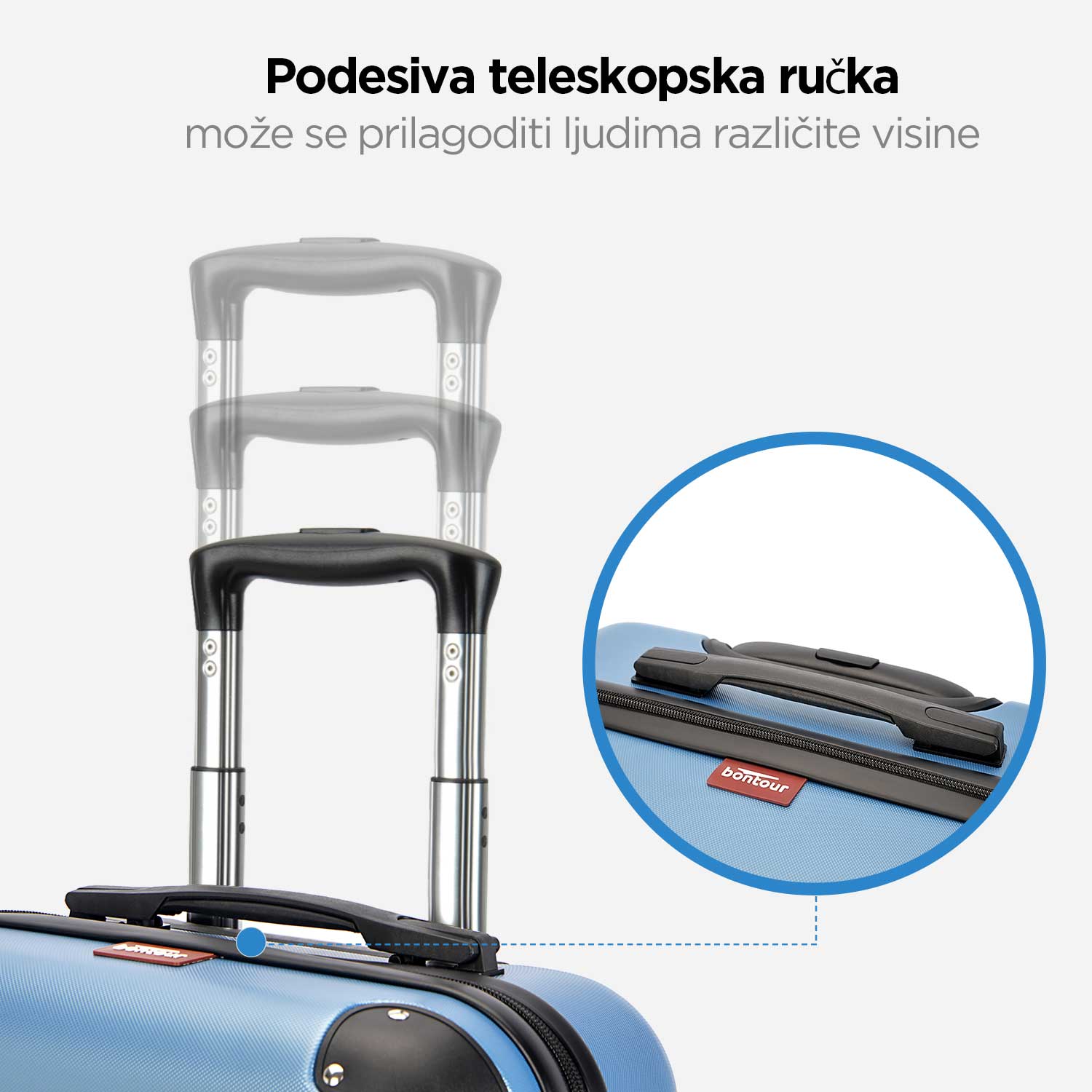 VERTICAL kabinski kofer na 4 kotača s bravom, 55x39x20cm, ledeno plava | BONTOUR-vitahome.hr