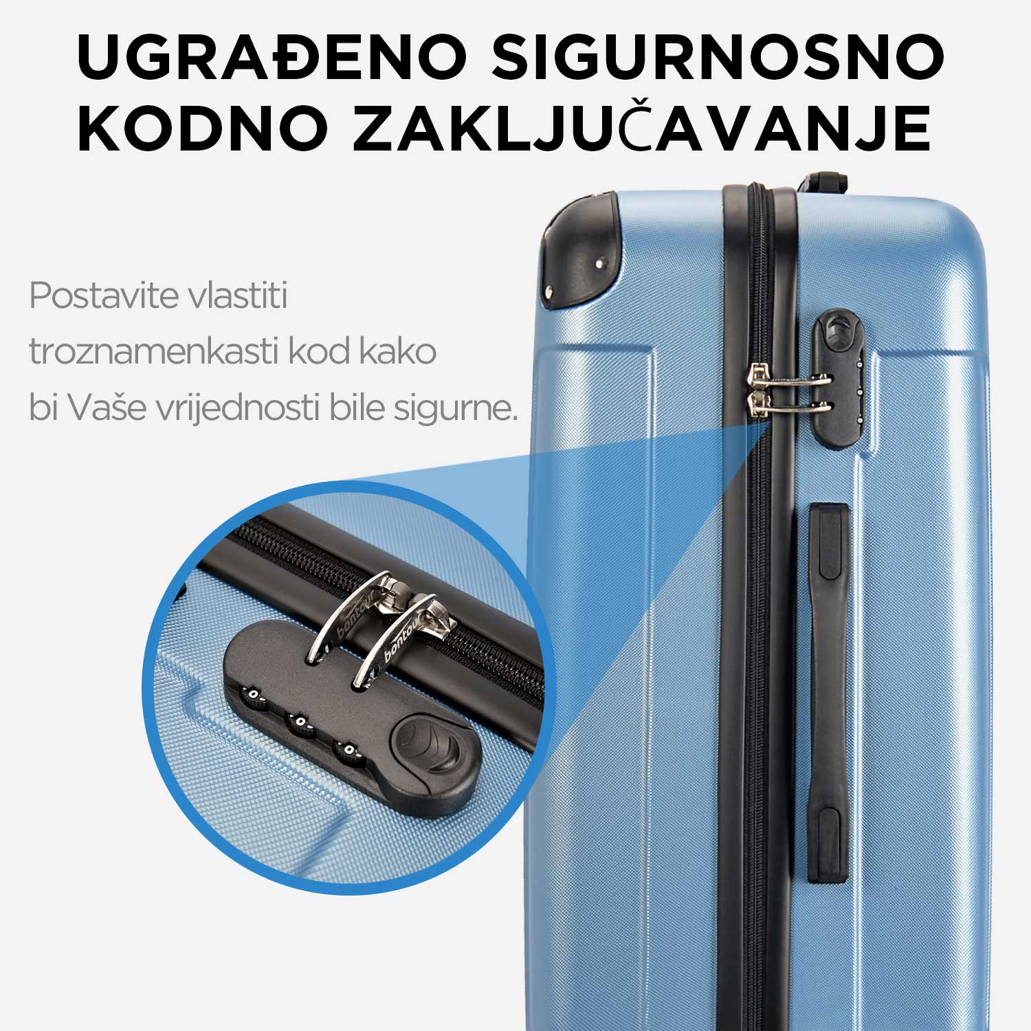 VERTICAL kabinski kofer na 4 kotača s bravom, 55x39x20cm, ledeno plava | BONTOUR-vitahome.hr
