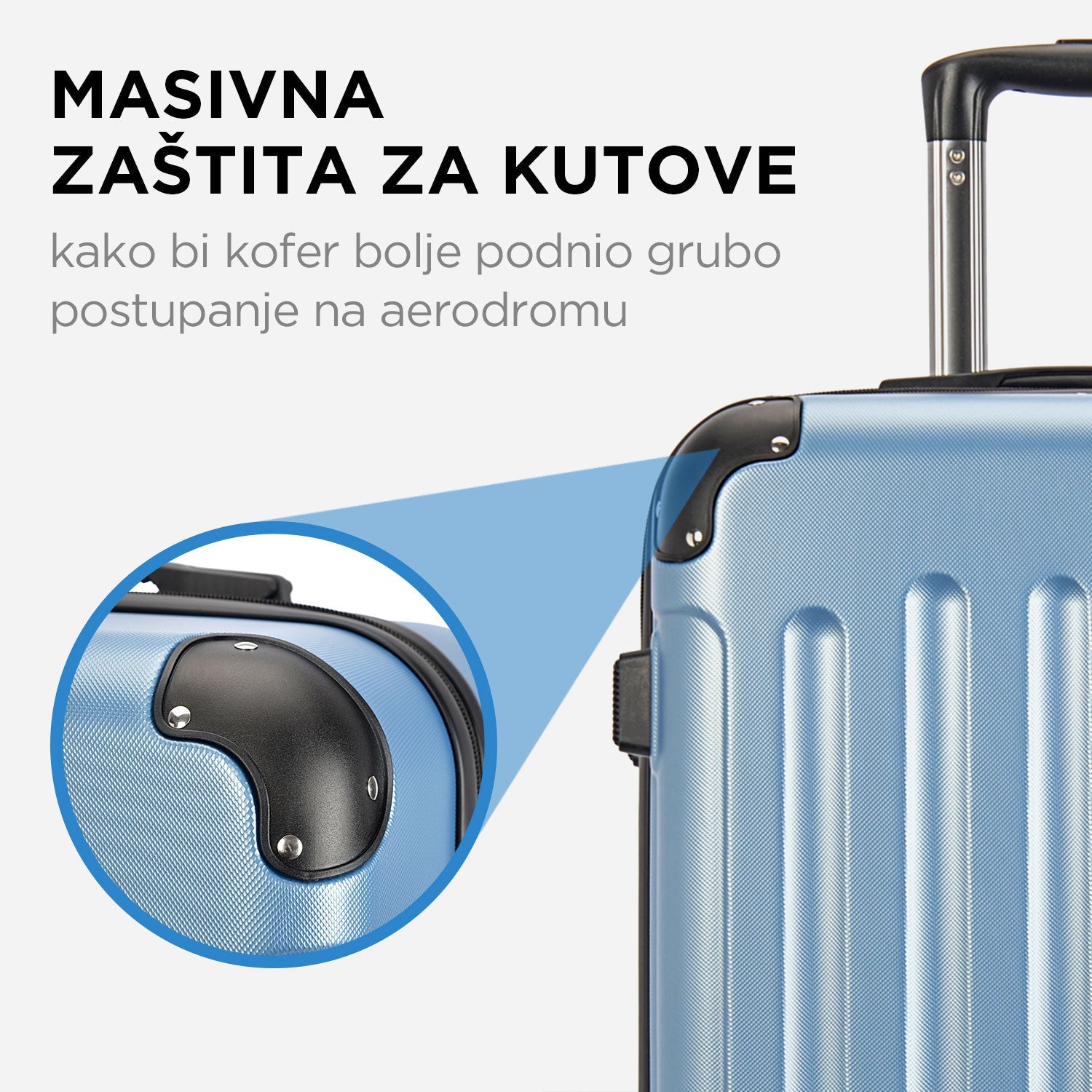 VERTICAL kabinski kofer na 4 kotača s bravom, 55x39x20cm, ledeno plava | BONTOUR-vitahome.hr