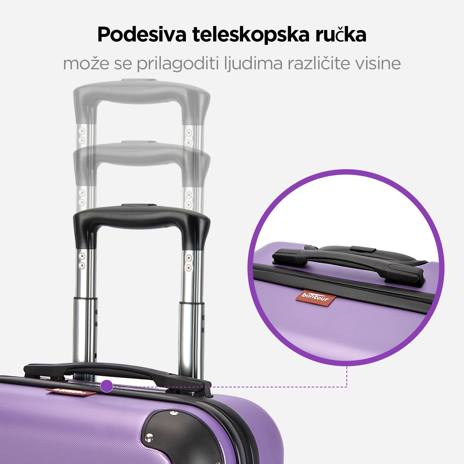 VERTICAL veliki kofer na 4 kotača s bravom, 76 x 50.5 x 29.5 cm, ljubičasta | BONTOUR-vitahome.hr