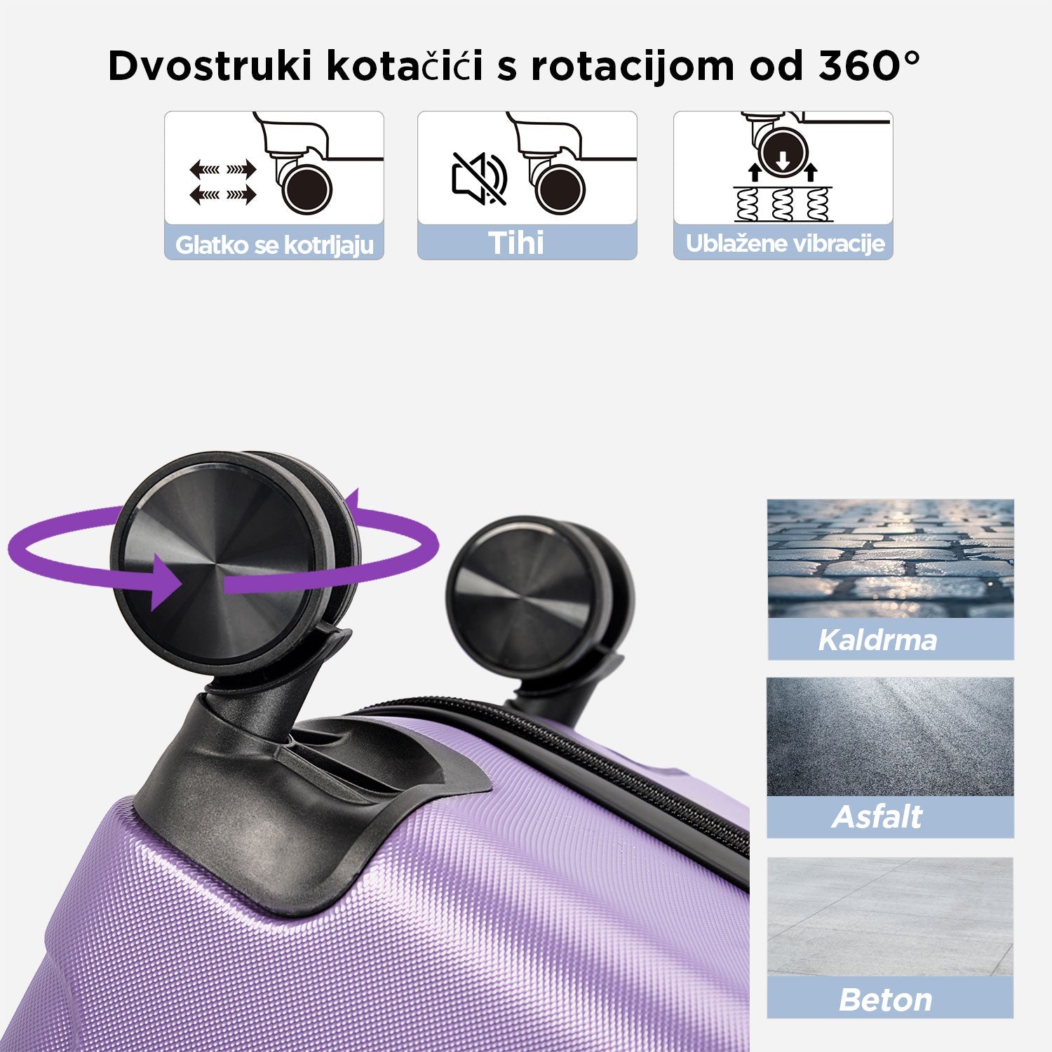 VERTICAL veliki kofer na 4 kotača s bravom, 76 x 50.5 x 29.5 cm, ljubičasta | BONTOUR-vitahome.hr