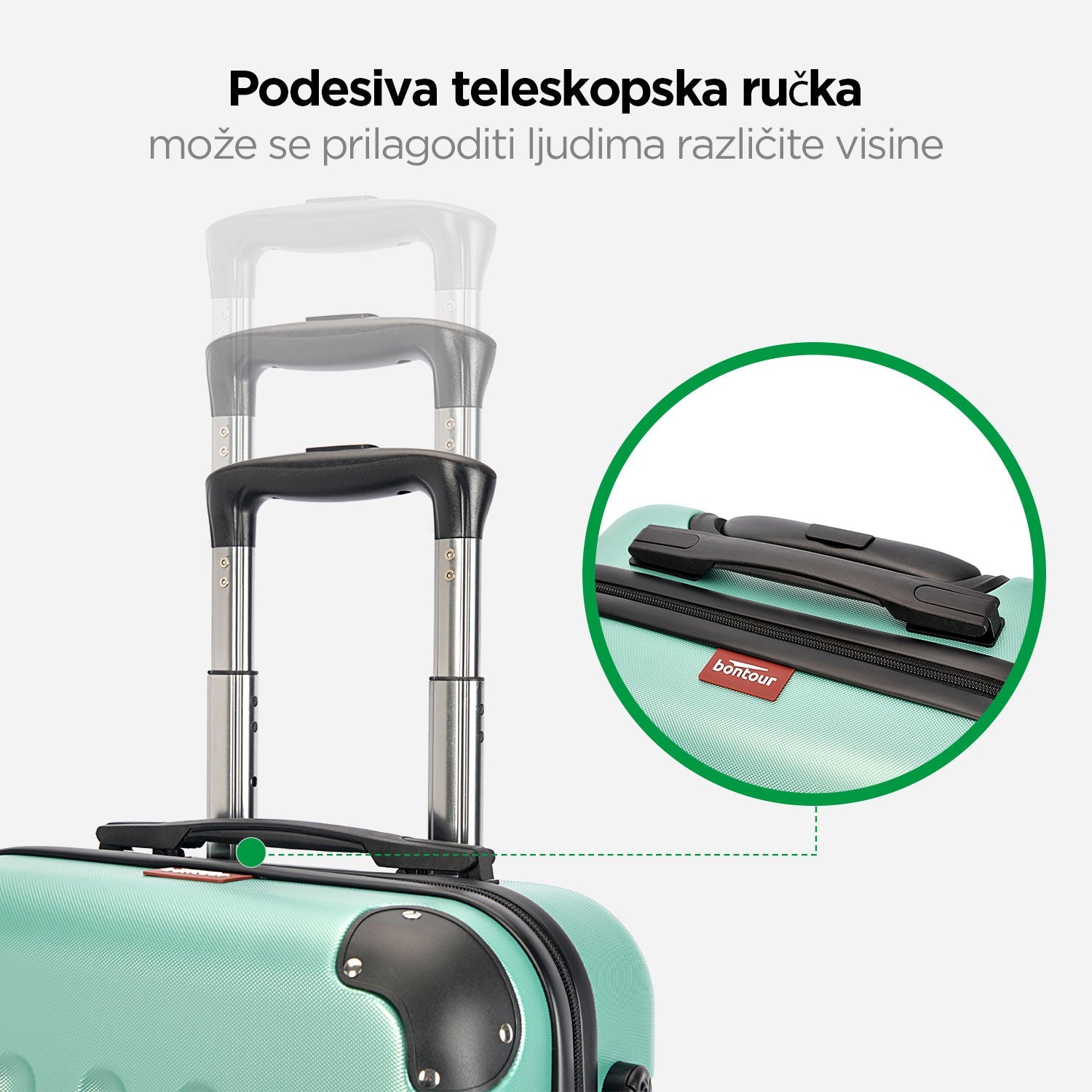 VERTICAL veliki kofer na 4 kotača s bravom, 76 x 50.5 x 29.5 cm, puder zelena | BONTOUR-vitahome.hr