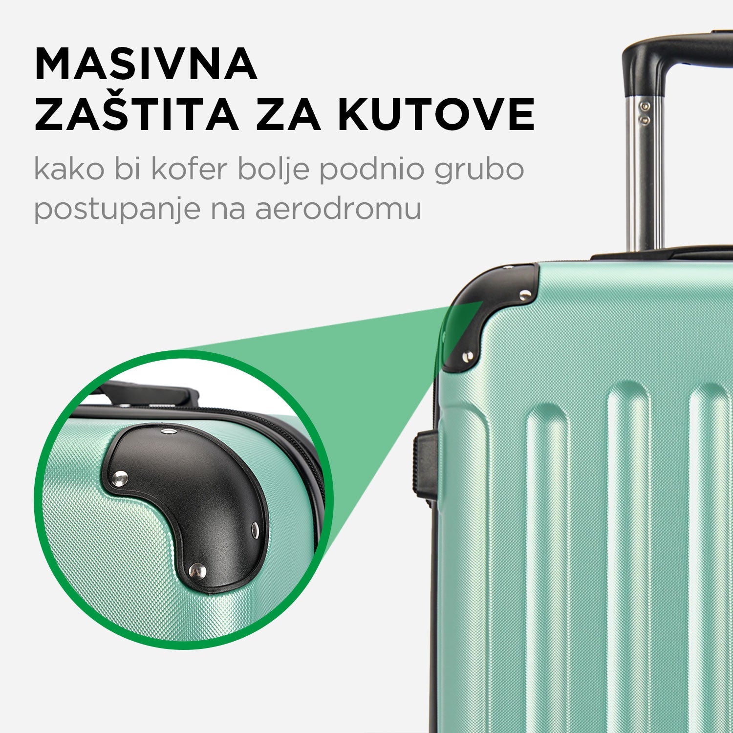 VERTICAL veliki kofer na 4 kotača s bravom, 76 x 50.5 x 29.5 cm, puder zelena | BONTOUR-vitahome.hr