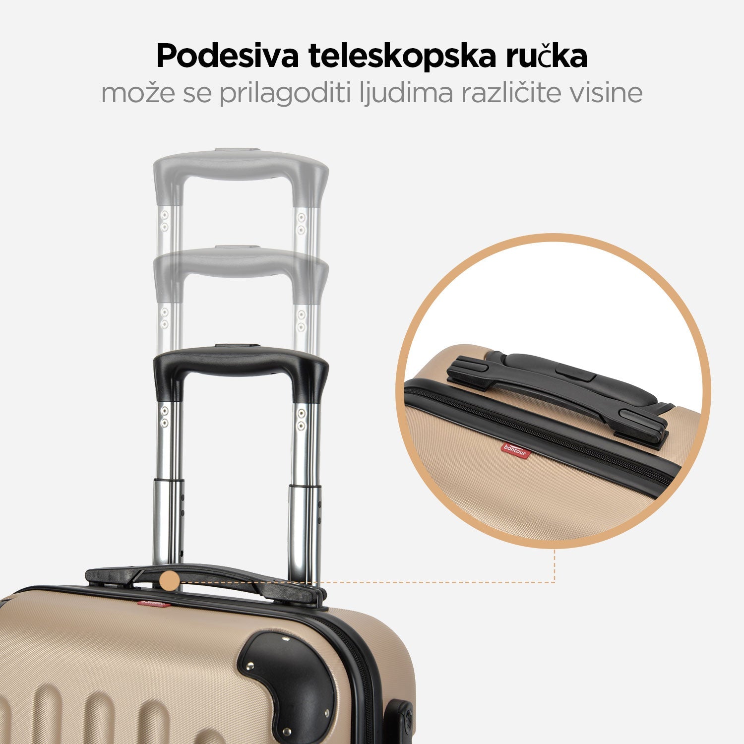 VERTICAL veliki kofer na 4 kotača s bravom, 76 x 50.5 x 29.5 cm, šampanjac | BONTOUR-vitahome.hr