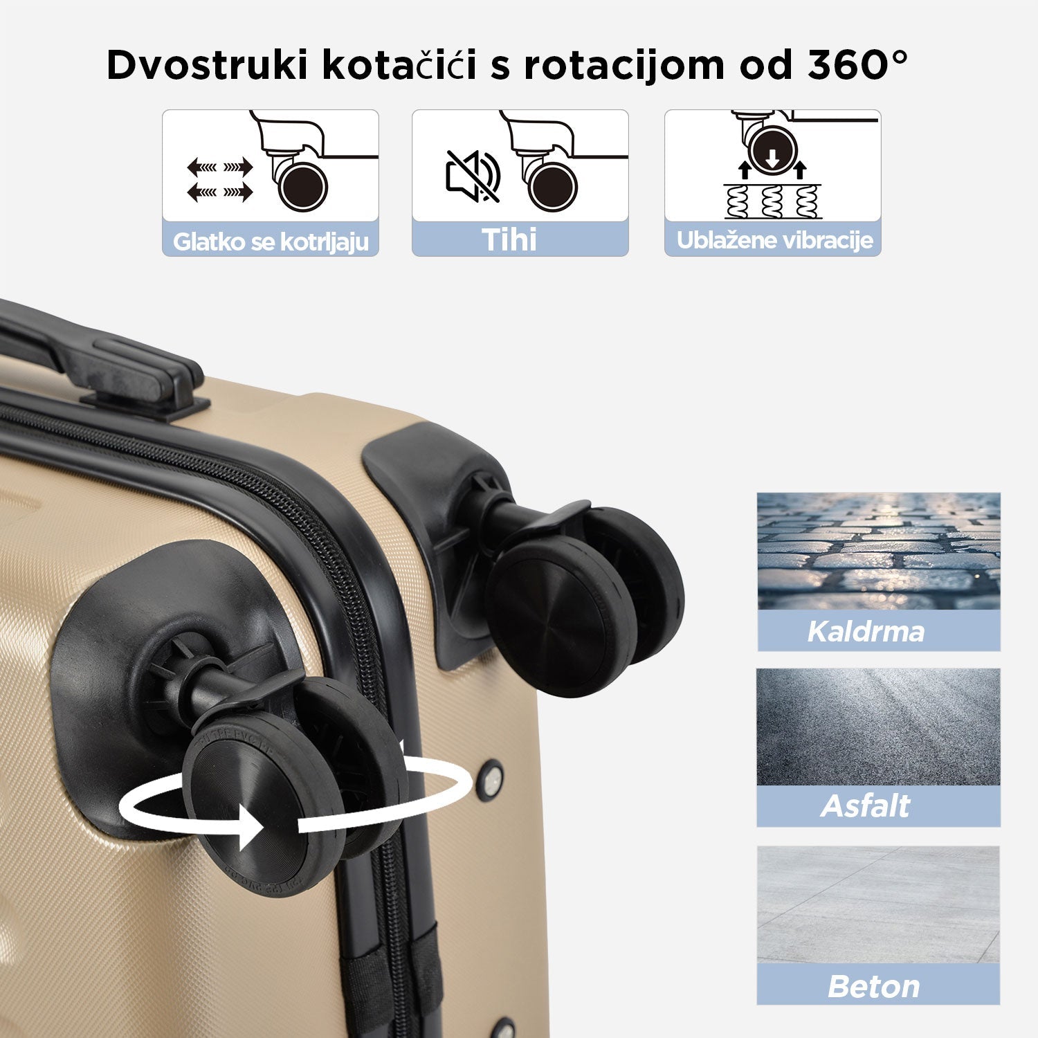 VERTICAL veliki kofer na 4 kotača s bravom, 76 x 50.5 x 29.5 cm, šampanjac | BONTOUR-vitahome.hr