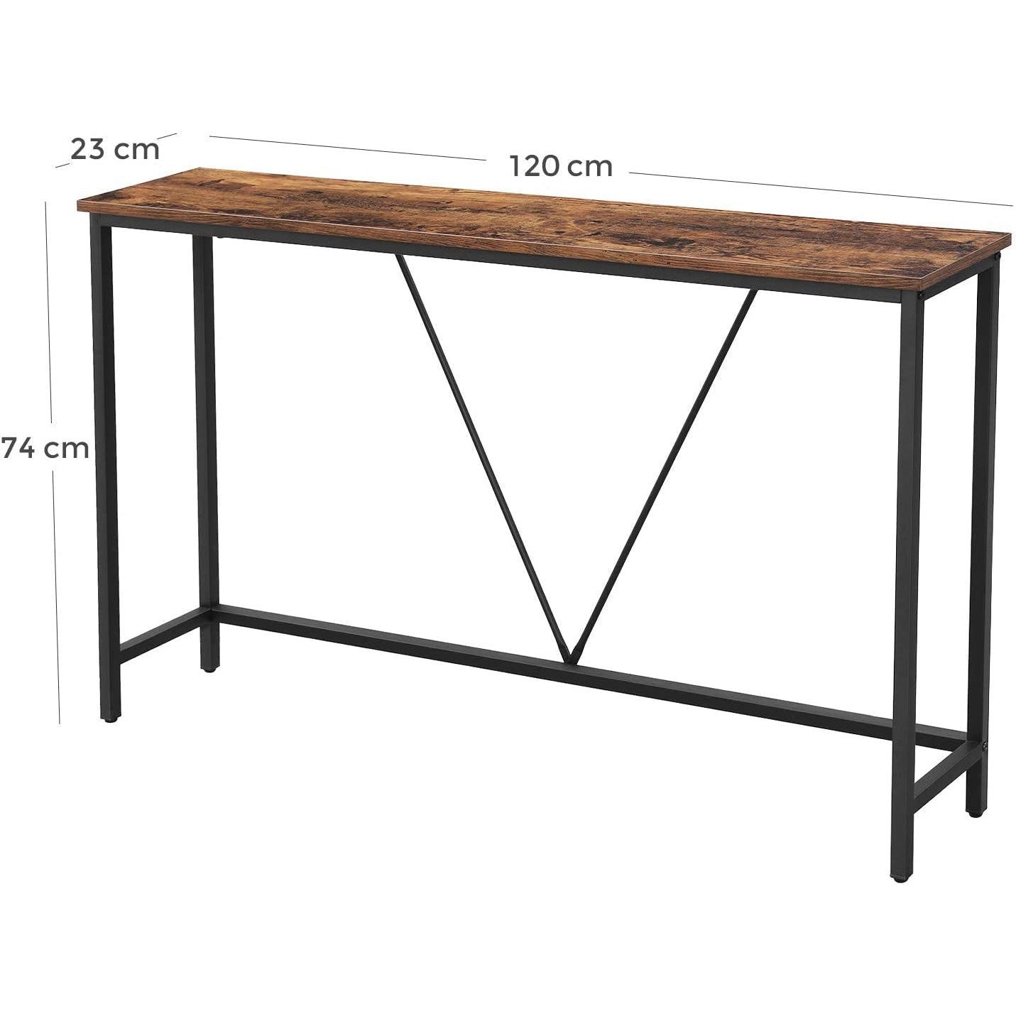 Vintage konzolni stol 120 x 23 x 74 cm, smeđe-crni | Vasagle-vitahome.hr