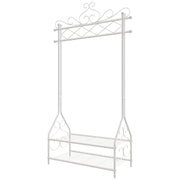 Vintage stalak za odjeću sa šipkom i 2 metalne police, 92 x 41 x 173 cm, bijeli | SONGMICS-vitahome.hr