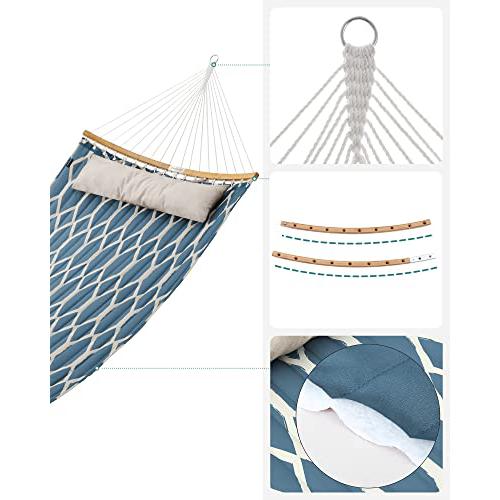 Viseća ležaljka s jastukom, 200 x 140 cm, nosivost 225 kg, plava i bijela | SONGMICS-vitahome.hr