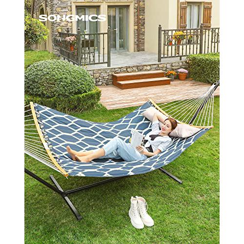 Viseća ležaljka s jastukom, 200 x 140 cm, nosivost 225 kg, plava i bijela | SONGMICS-vitahome.hr