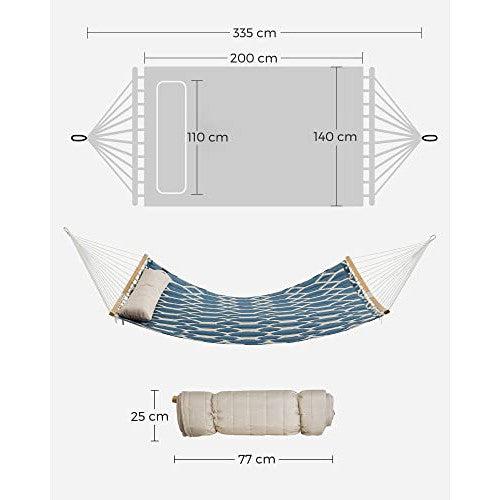 Viseća ležaljka s jastukom, 200 x 140 cm, nosivost 225 kg, plava i bijela | SONGMICS-vitahome.hr