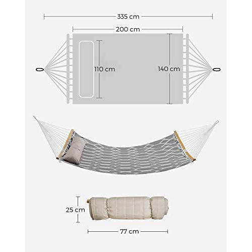 Viseća ležaljka s jastukom, 200 x 140 cm, nosivost 225 kg, siva i bijela | SONGMICS-vitahome.hr