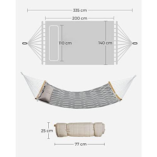 Viseća ležaljka s jastukom, 200 x 140 cm, nosivost 225 kg, siva i bijela | SONGMICS-vitahome.hr