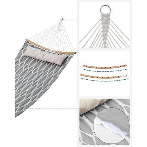 Viseća ležaljka s jastukom, 200 x 140 cm, nosivost 225 kg, siva i bijela | SONGMICS-vitahome.hr