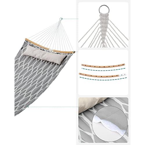 Viseća ležaljka s jastukom, 200 x 140 cm, nosivost 225 kg, siva i bijela | SONGMICS-vitahome.hr