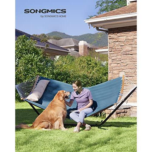 Viseća mreža za dvoje s jastukom, nosivosti 225 kg, 200 x 140 cm, plava-bež | SONGMICS-vitahome.hr