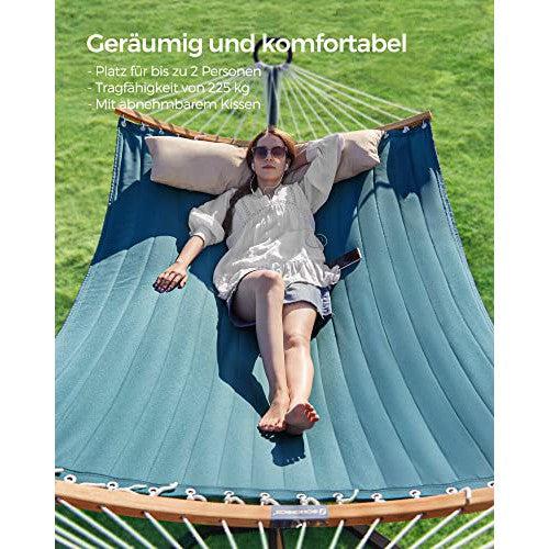 Viseća mreža za dvoje s jastukom, nosivosti 225 kg, 200 x 140 cm, plava-bež | SONGMICS-vitahome.hr