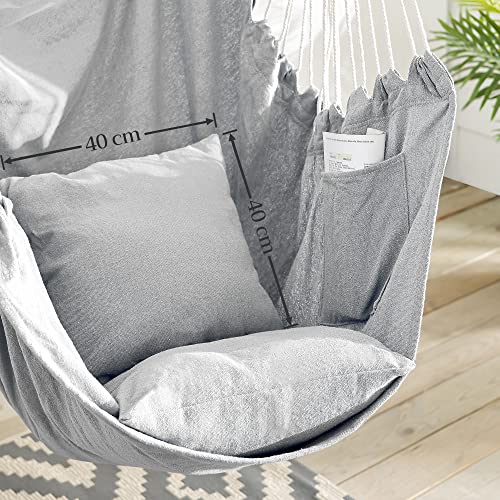 Viseća stolica s 2 jastuka nosivosti do 150kg, 148 x 125 cm, sive i bež boje | SONGMICS-vitahome.hr