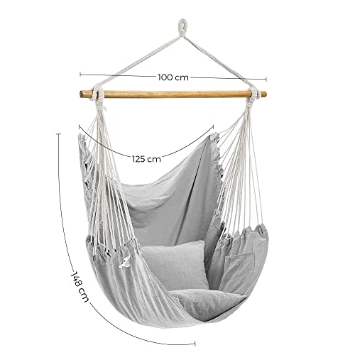 Viseća stolica s 2 jastuka nosivosti do 150kg, 148 x 125 cm, sive i bež boje | SONGMICS-vitahome.hr