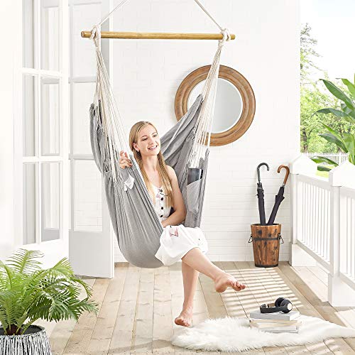 Viseća stolica s 2 jastuka nosivosti do 150kg, 148 x 125 cm, sive i bež boje | SONGMICS-vitahome.hr